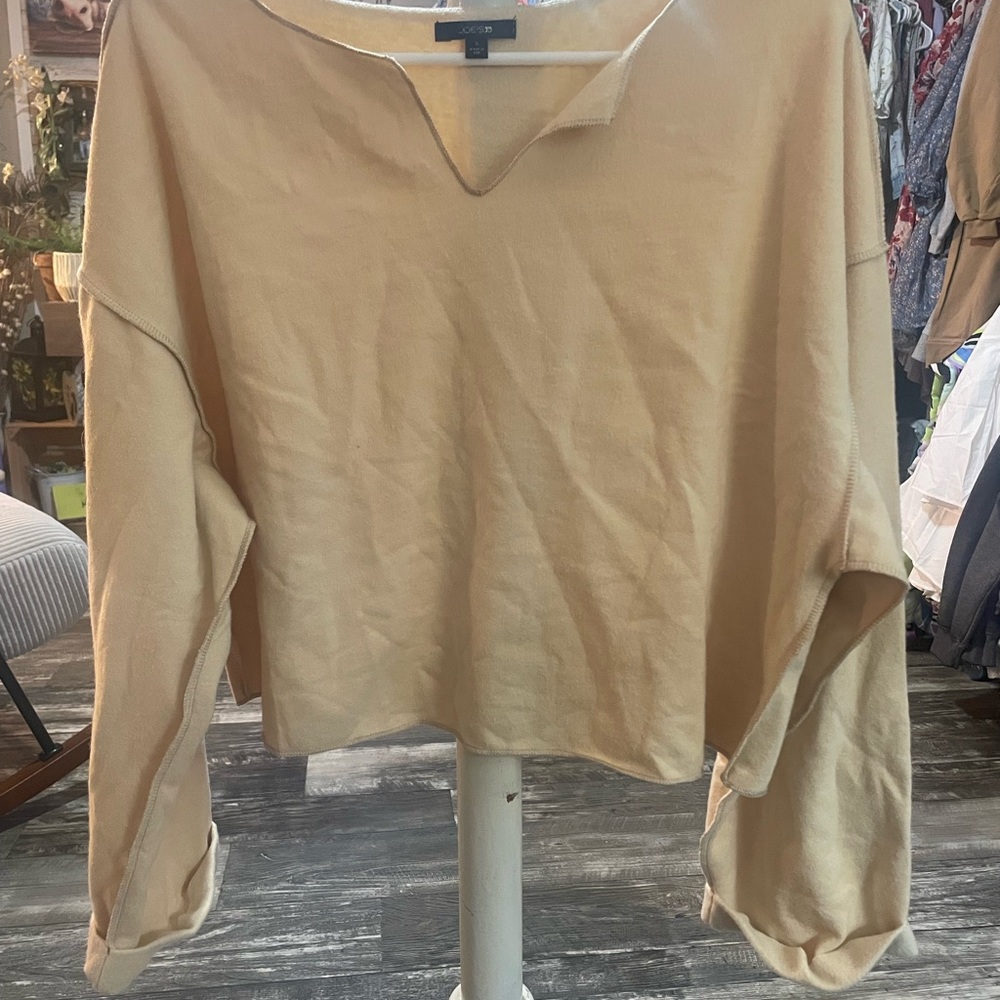 Joe's Jeans Tan Long Sleeve Crop Sweatshirt, NWOT